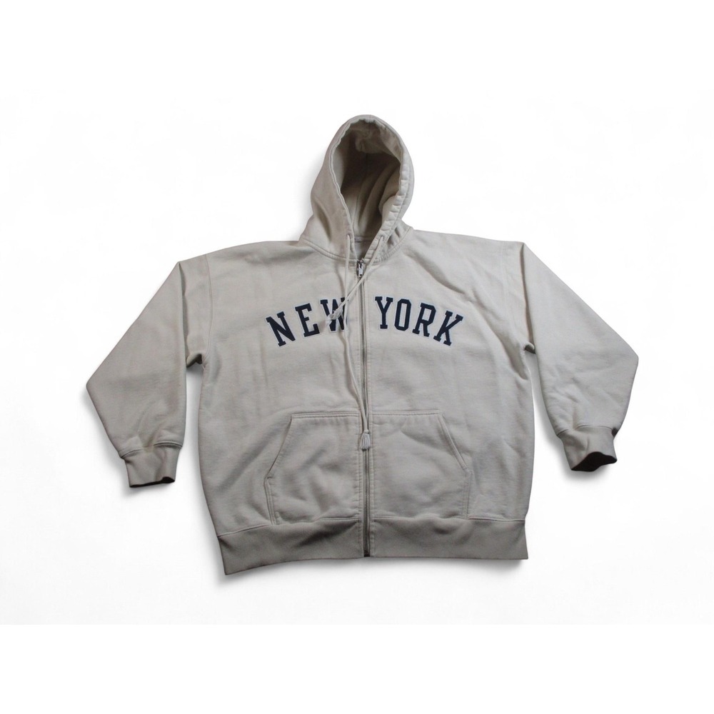Brandy Melville John Galt Hoodie Womens XL Ivory New York Full Zip Thick Heavy